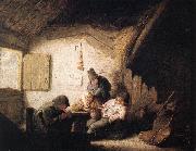 OSTADE, Adriaen Jansz. van Village Tavern with Four Figures sag painting